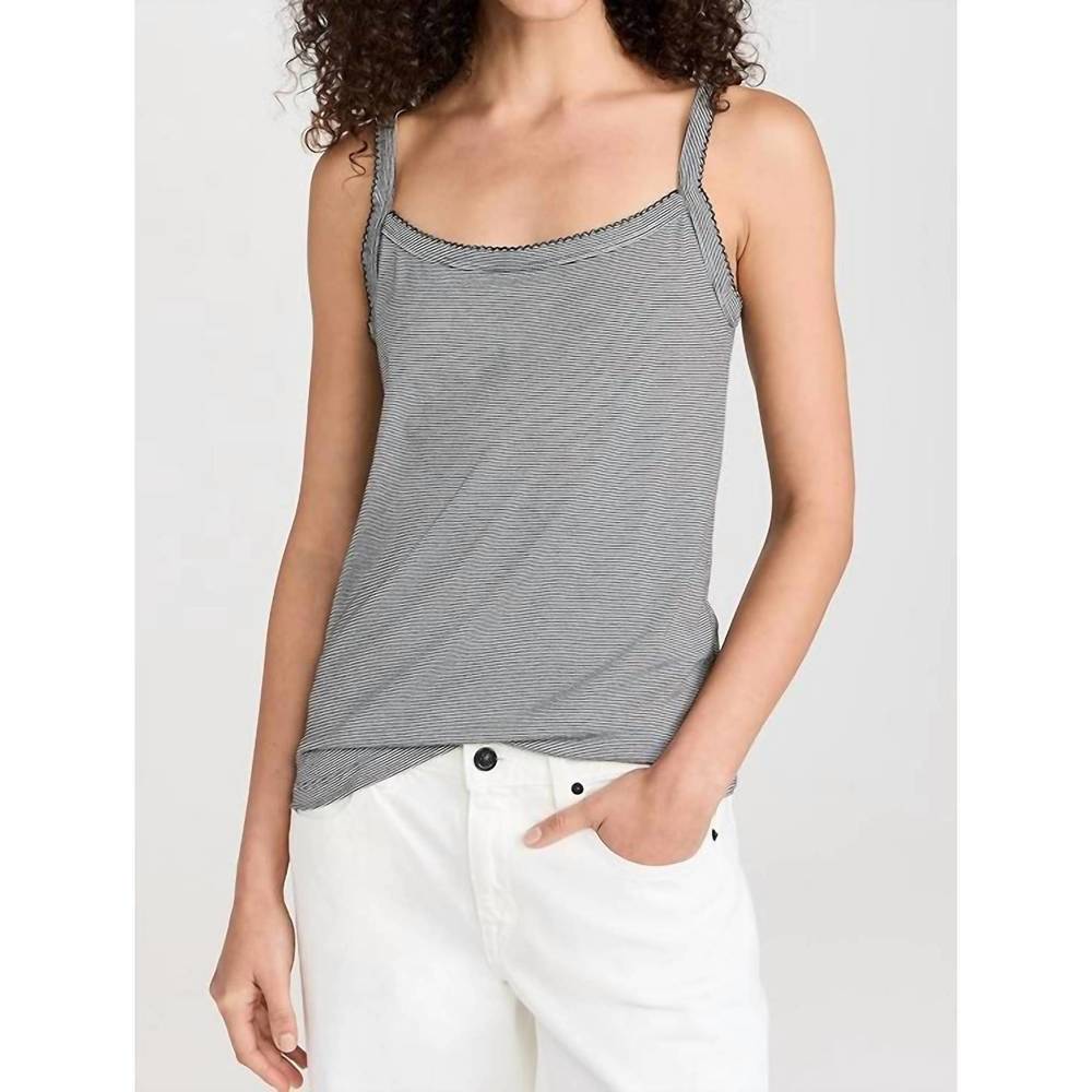NEW DONNI. the jersey stripe spaghetti tank in jet stripe
